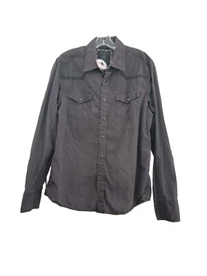 Men's Large GUESS 1981 Brown Snap Button Up 100% Cotton Dress Shirt Top EUC - Image 1 of 4