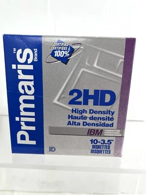 Primaris 2HD 3.5" Discos Disquetes 1.44MB 10-Pack IBM formatado **NOVO LACRADO** - Imagem 1 de 4