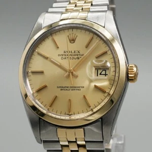 1977 Antique Rolex YG Datejust Rare 16003 YG Jubilee Smooth Bezel Vintage - Picture 1 of 9