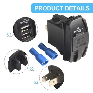 Station de charge double USB avec interrupteur à bascule et lumière LED bleue - Photo 1 sur 12