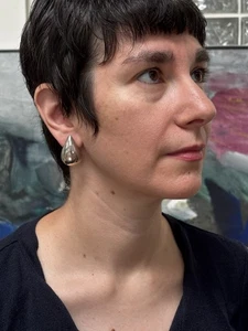 ELEKTROFORM STERLINGSILBER ILAN HUBARA JERUSALEM HANDWERK FLAMME OHRRINGE ISRAEL - Bild 1 von 12