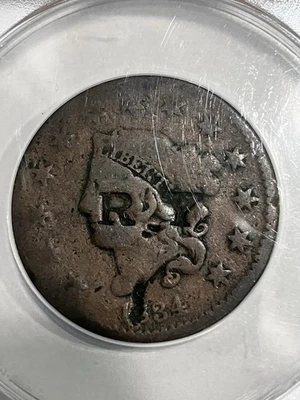 Contador de centavos grande 1834 estampado R.Y. Certificado ANACS. ¡Gran regalo! Envío gratis Foto 1 de 4