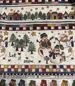 VTG  Linda Stubbs Snowman Fabric "Let it snow” 2+ Yards,  - Picture 1 of 5