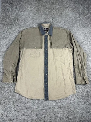 Camisa deportiva vintage Roper para hombre XL caqui cuello azul frente a presión occidental hecha en EE. UU. Foto 1 de 4