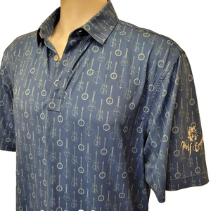 Straight Down polo shirt mens large blue guitars banjoes base Wolf Creek stretch - Picture 1 of 19