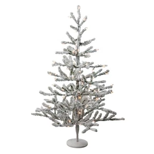 Northlight 36" Flocado Alpino Coral Artificial Árbol de Navidad Luces Blancas Cálidas - Imagen 1 de 5