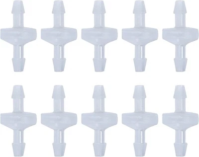 10 Pack 1/4 inch Plastic Check Valve, One Way Barb Hose Inline Non  - Image 1 of 2