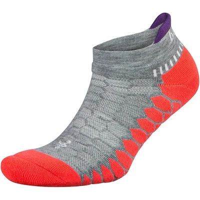 Balega Silver No Show Running Socks - Gray/Neon Coral - Image 1 of 2