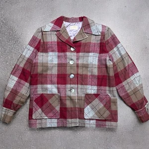 Vintage 1950s Pendleton ’49er Jacket Women’s Plaid Wool Coat Red Brown - Picture 1 of 12