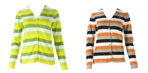 J. LINDEBERG Damen gelb Lima gestreift feine Strickjacke Medium $ 175 Neu mit Etikett - Bild 1 von 3