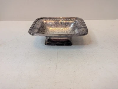 Plato de carne dulce Ellis Barker plateado filigrana firmado Inglaterra 6" x 4 1/2" Foto 1 de 4