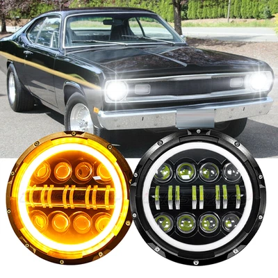 Faros LED redondos de haz alto/bajo FIT Plymouth duster 340 1970-1975 de 7" pulgadas nuevos Foto 1 de 4