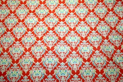 BOHO DAMASK IN ORANGE, TURQUOISE AND GREEN BY PATRICK LOSE - 100% COTTON FABRIC - Image 1 of 4