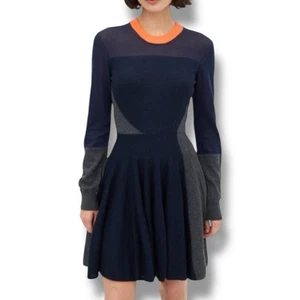 Alexander Mcqueen MCQ Wool Paneled Knit Mini Skater Dress NWT Sz S - Picture 1 of 10