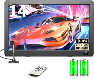 Erasiny 14 inch Portable TV, 1080P TV, Small Television with Antenna, HDMI, USB - Picture 1 of 7