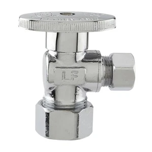 5/8 OD x 3/8 OD Chrome Quarter Turn Angle Stop Valve for Water Supply Line - Picture 1 of 4