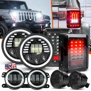 For Jeep Wrangler JK 07-18 7" LED Headlight Halo Fog Turn Lights Tail Lamp Combo - Bild 1 von 18