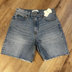Abercrombie & Fitch Women's The Dad 7" Shorts, High Rise, Light Wash, Size 28 6