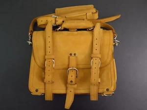 Sattelrücken Leder ALTES LOGO 14" MEDIUM KLASSISCHE AKTENTASCHE tabakbraun 2-Nieten - Bild 1 von 23