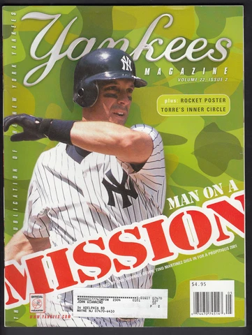 Tino Martinez 2001 New York Yankees Magazine with Roger Clemens pullout poster Cover