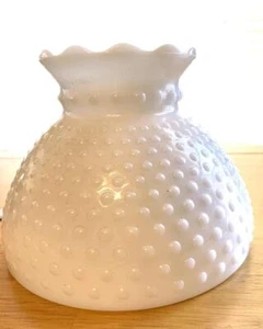 White Milk Glass Hobnail Hurricane Lamp Shade 7 3/4” Fitter 5 1/2” Tall Vintage - Picture 1 of 10