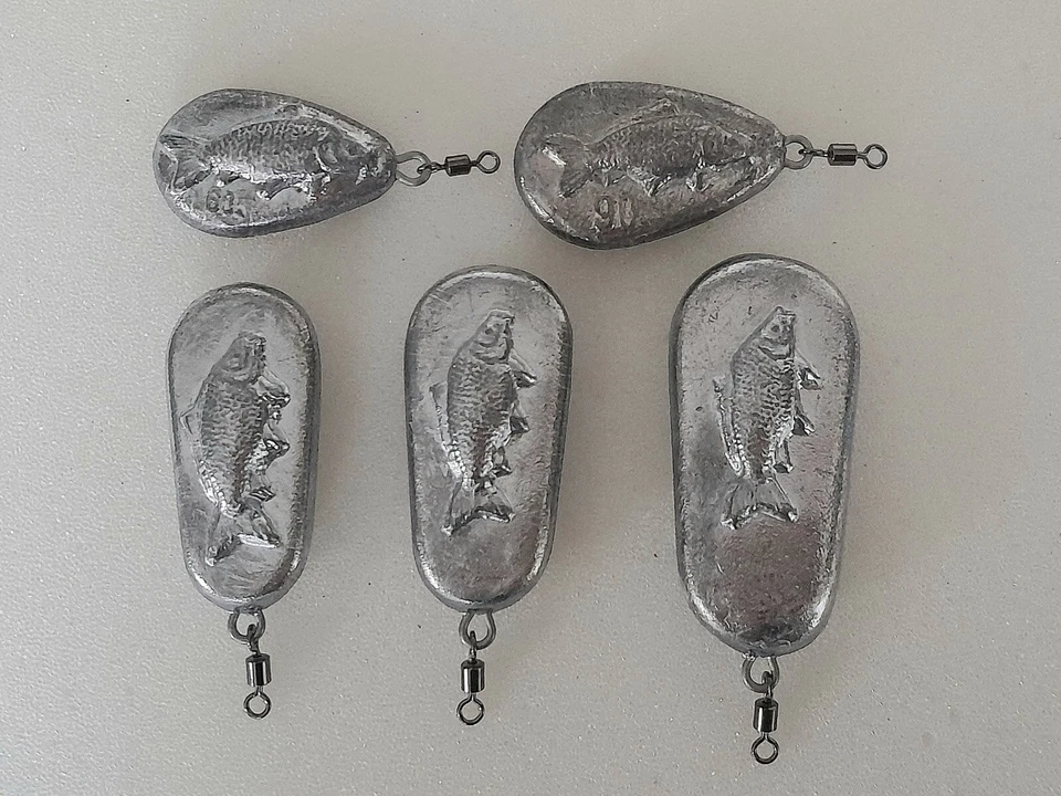 2er Pack 60gr - 200gr Karpfenblei  mit Öse und Wirbel, Grundblei, Flachblei - Bild 1 von 1