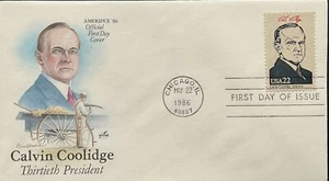Artcraft 2219 Presidente Calvin Coolidge AMERPEX 86 Oficial FDC - Imagen 1 de 1