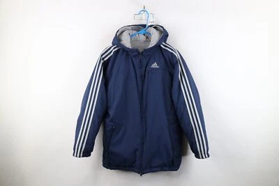 Vintage Y2K 2003 Adidas Womens Large Spell Out Striped Reversible Hooded Jacket - Imagem 1 de 4