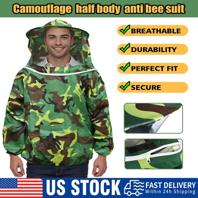 Camouflage Beekeeping Jacket Veil Bee Keeping Suit Hat Smock Protect Equipment
