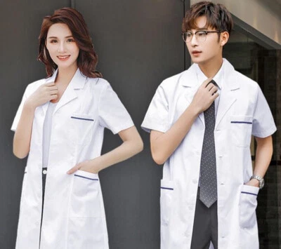 Women Men Doctor Nurse Jacket Medical Lab Coat Uniform Long Sleeve Work Clothes - Image 1 of 4