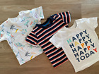 Baby Boy 0-3 months Primark 3 Short Sleeve T-shirts with poppers