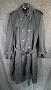 Oleg Cassini Men's Trench Coat 42 Reg Black Weather Ready Removable Lining Heavy - Picture 1 of 6