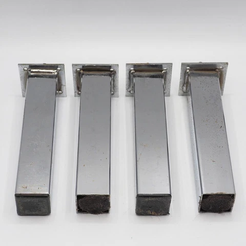 Set of 4 Mid Century Modern Sofa Legs Chrome After Knoll Cover