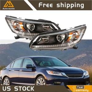 Faros laterales derecho e izquierdo para Honda Accord 2013-2015 halógenos sin LED DRL negro - Imagen 1 de 9