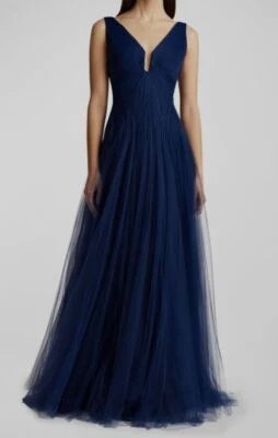 Vestido para mujer Zac Posen azul sin mangas plisado de tul línea A talla 8 Foto 1 de 3