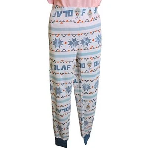 Disney Frozen Damen Pyjamahose XL Olaf Schneemann Waffelstrick Lounge Nachtwäsche - Bild 1 von 7