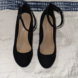 womens mee too Shoe Pump wedge Black Rhinestone Size 5.5 - Picture 1 of 4