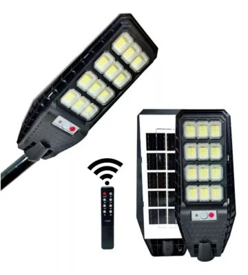 Faro lampione stradale pannello solare con sensore telecomando 144 led 200W 525 - Immagine 1 di 4