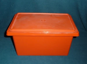 Vintage Tupperware Orange Stow-N-Go Lunch Box/ Picnic/ Carry All Tote 12x7x6 - Picture 1 of 9
