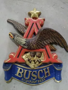 Vintage Anheuser Busch Bavarian Beer Sign Flying Eagle Over Blue Banner - Picture 1 of 2