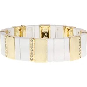 Laundry by Shelli Segal White Gold Stone Stretch Bracelet #LN3 - Picture 1 of 2