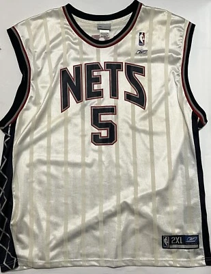New Jersey Nets #5 JASON KIDD White Home Jersey by Reebok Size: 2XL Men's - Image 1 of 4