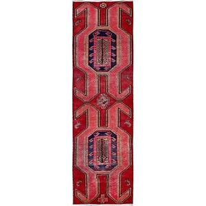 2'7"x8'8" Red Vintage Zoroastrian Khamadan Hand Knotted Wool Runner Rug R637 - Picture 1 of 7