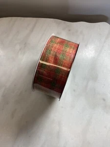 Kirkland Signatur Drahtkante Karo Band mit roten Akzenten funkelt 2,5"x50 Yard - Bild 1 von 3