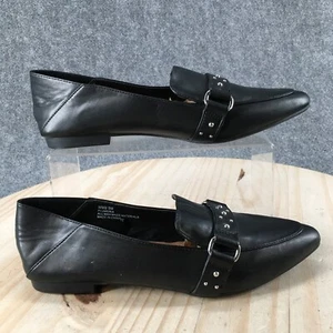Report Shoes Womens 9 M Plumeria Pointed Toe Flats Loafer Black Faux Leather - Picture 1 of 16