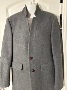 Bon Men Wool Top Coat 2 Putton Classic Business Overcoat Charcoal Gray Medium - Picture 1 of 14