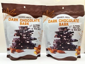 2 Trader Joe's dunkle Schokoladenrinde mit MANDELBREZEL & MEERSALZ 10 OZ JEDE TASCHE - Bild 1 von 2
