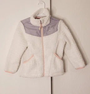Reebok White Fuzzy Sweater Jacket Front Zip Toddler Girl Size 4 - Picture 1 of 6