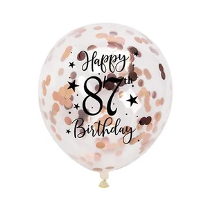 Rose Gold 87th Confetti Latex Balloons Woman Happy 87 Years Birthday Party Ba... - Picture 1 of 3