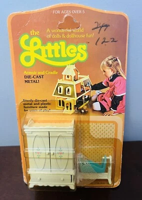 Mattel The Littles Armoir & Cradle Die Cast Dollhouse Furniture Vtg 1980 #1796 - Image 1 of 4